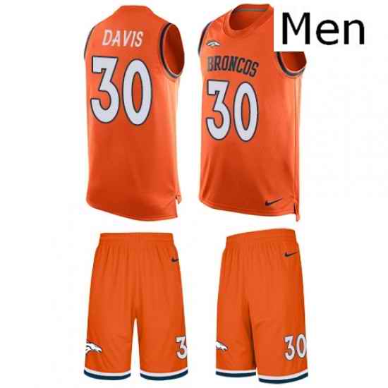 Men Nike Denver Broncos 30 Terrell Davis Limited Orange Tank Top Suit NFL Jersey
